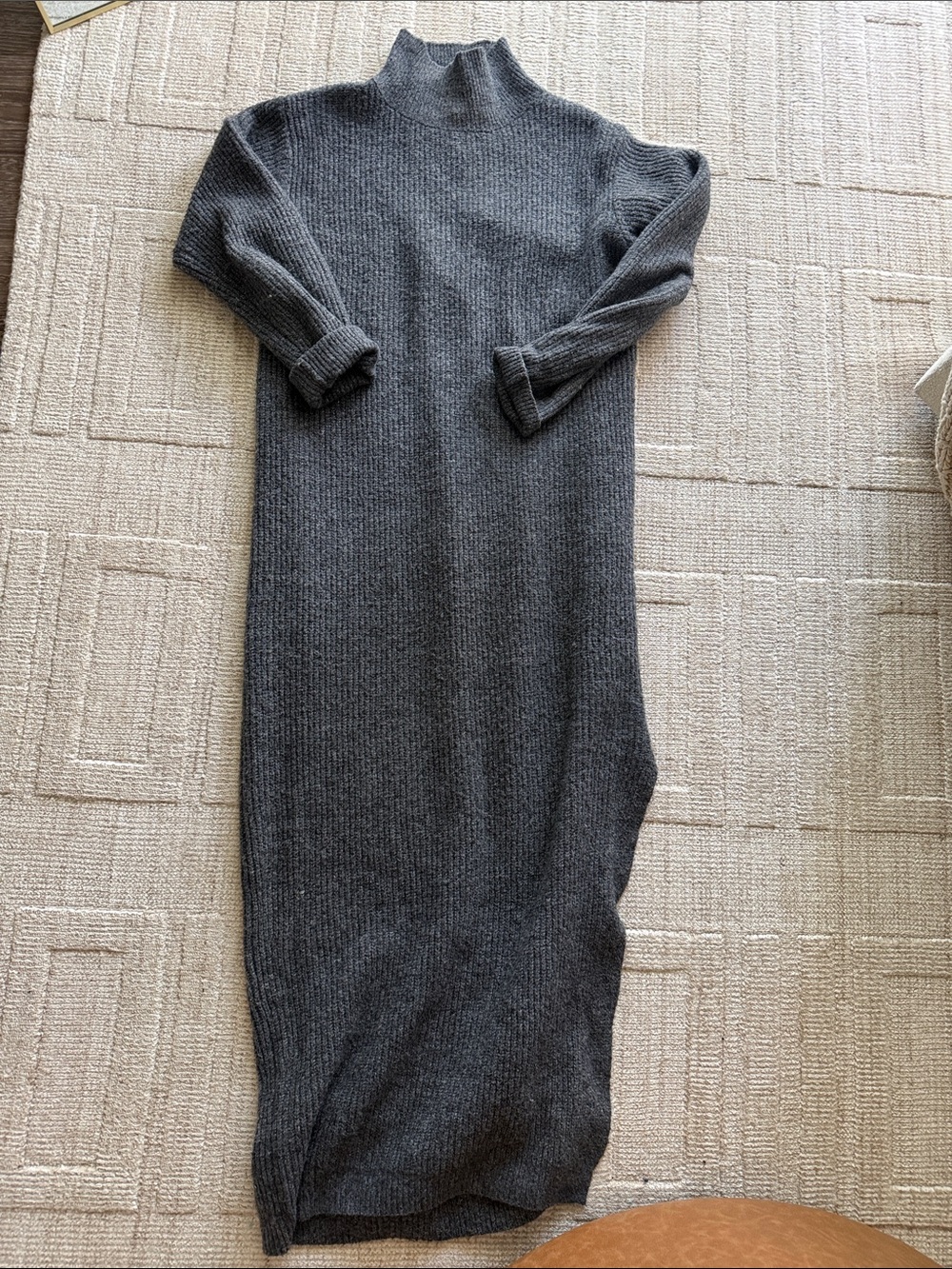 Universal Thread Charcoal Gray Ribbed Knit Maxi Turtleneck Dress